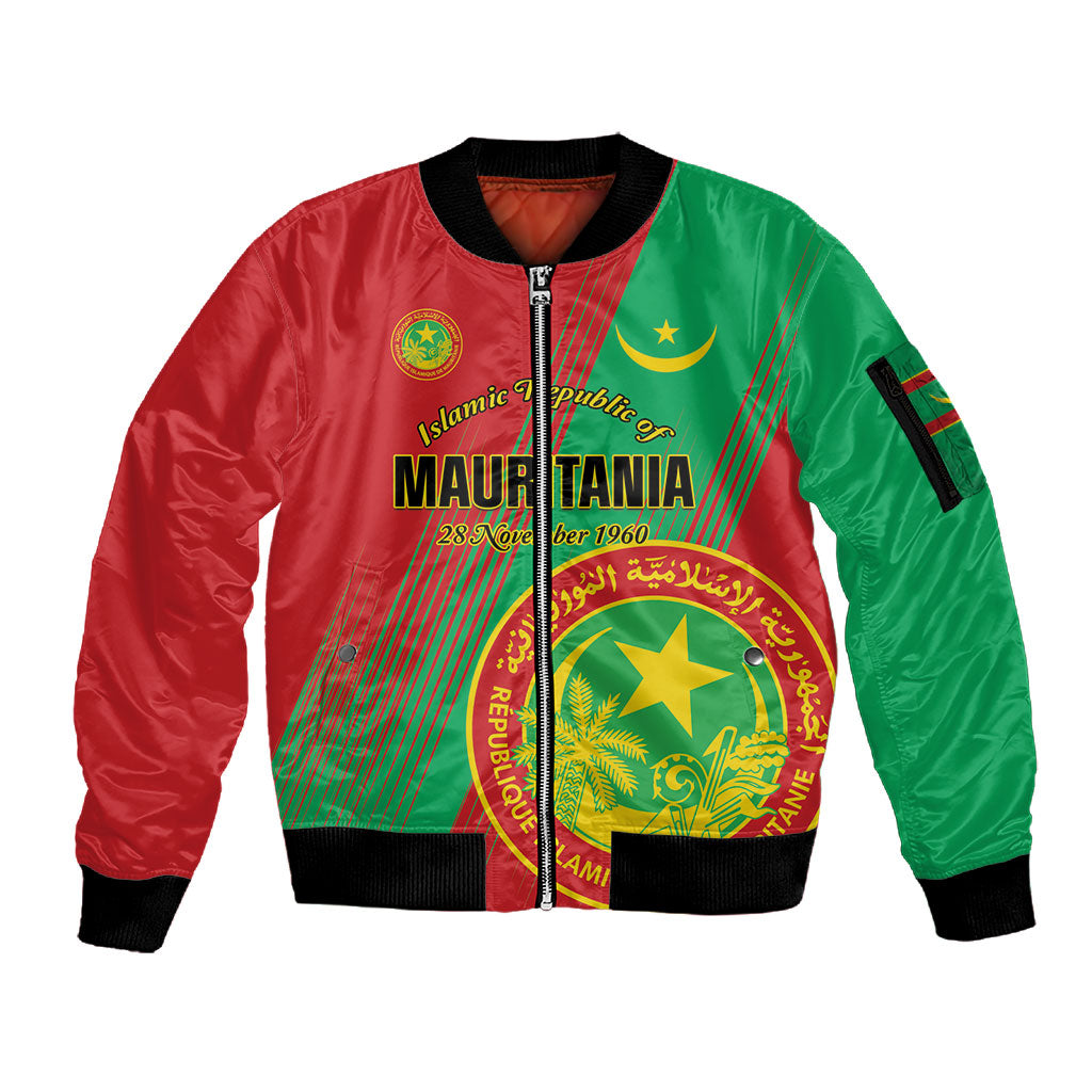 Personalized Islamic Republic of Mauritania Sleeve Zip Bomber Jacket Happy Independence Day
