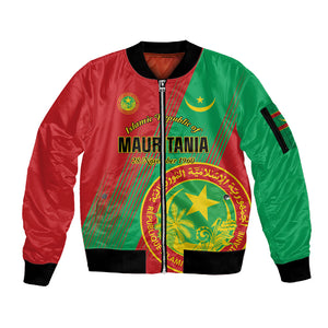 Personalized Islamic Republic of Mauritania Sleeve Zip Bomber Jacket Happy Independence Day