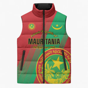 Personalized Islamic Republic of Mauritania Sleeveless Puffer Jacket Happy Independence Day