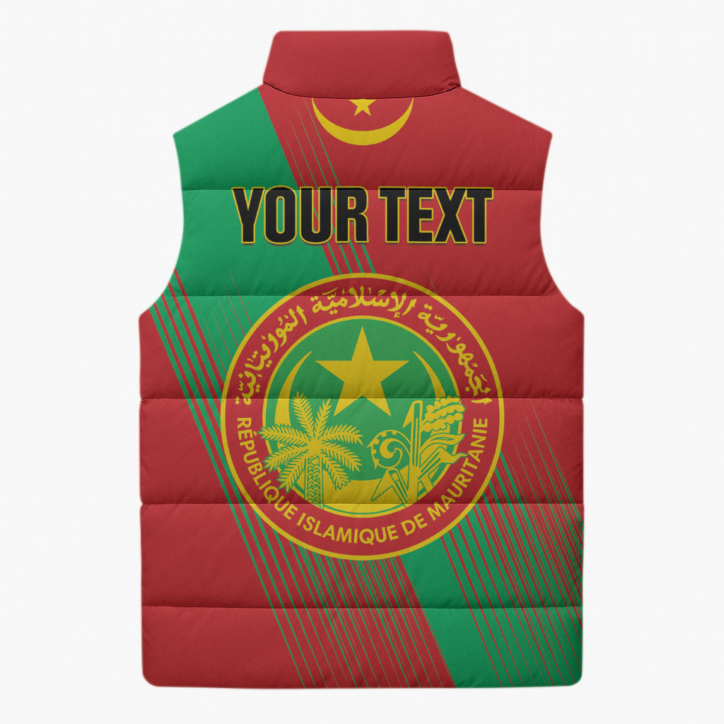 Personalized Islamic Republic of Mauritania Sleeveless Puffer Jacket Happy Independence Day