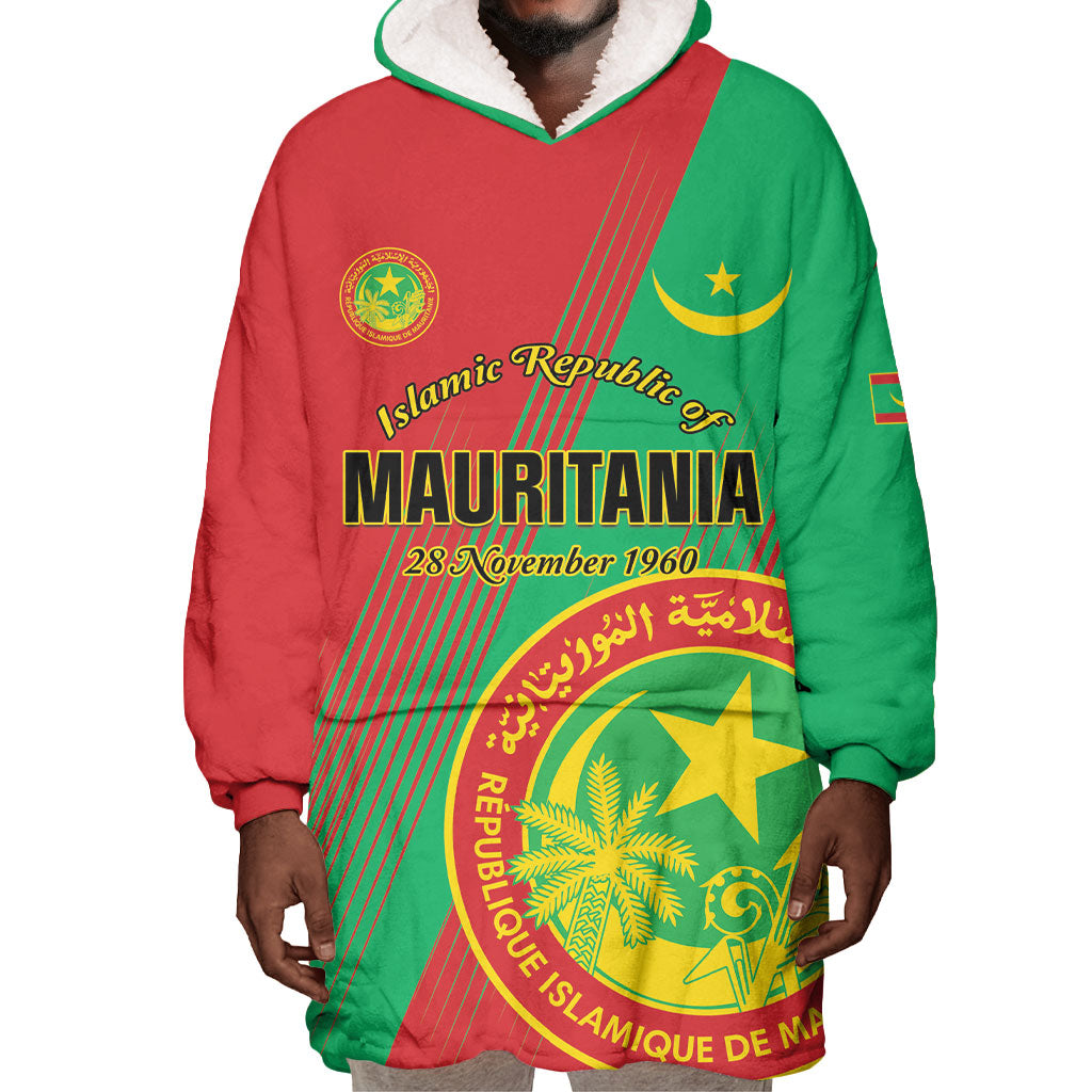 Personalized Islamic Republic of Mauritania Wearable Blanket Hoodie Happy Independence Day