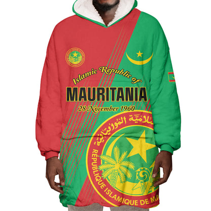 Personalized Islamic Republic of Mauritania Wearable Blanket Hoodie Happy Independence Day