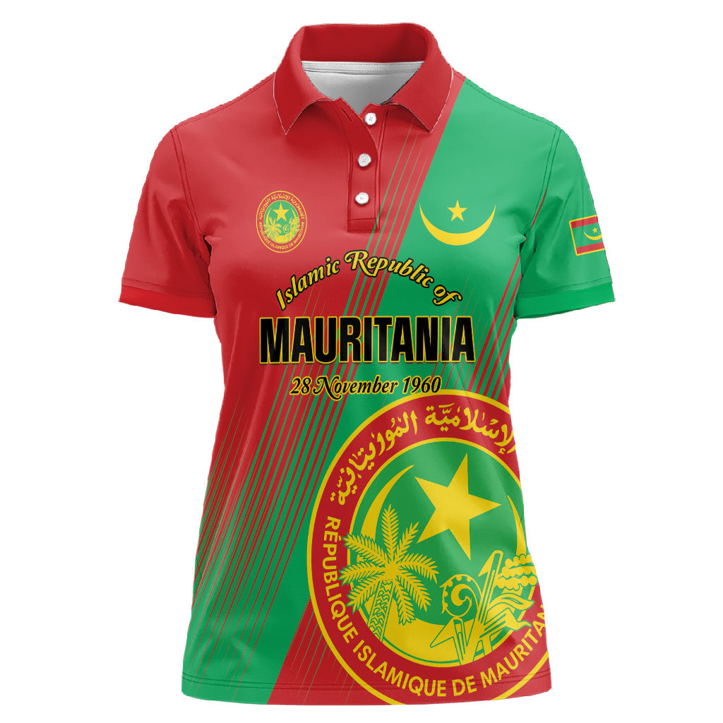 Personalized Islamic Republic of Mauritania Women Polo Shirt Happy Independence Day