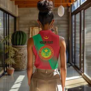 Personalized Islamic Republic of Mauritania Women Sleeveless Polo Shirt Happy Independence Day