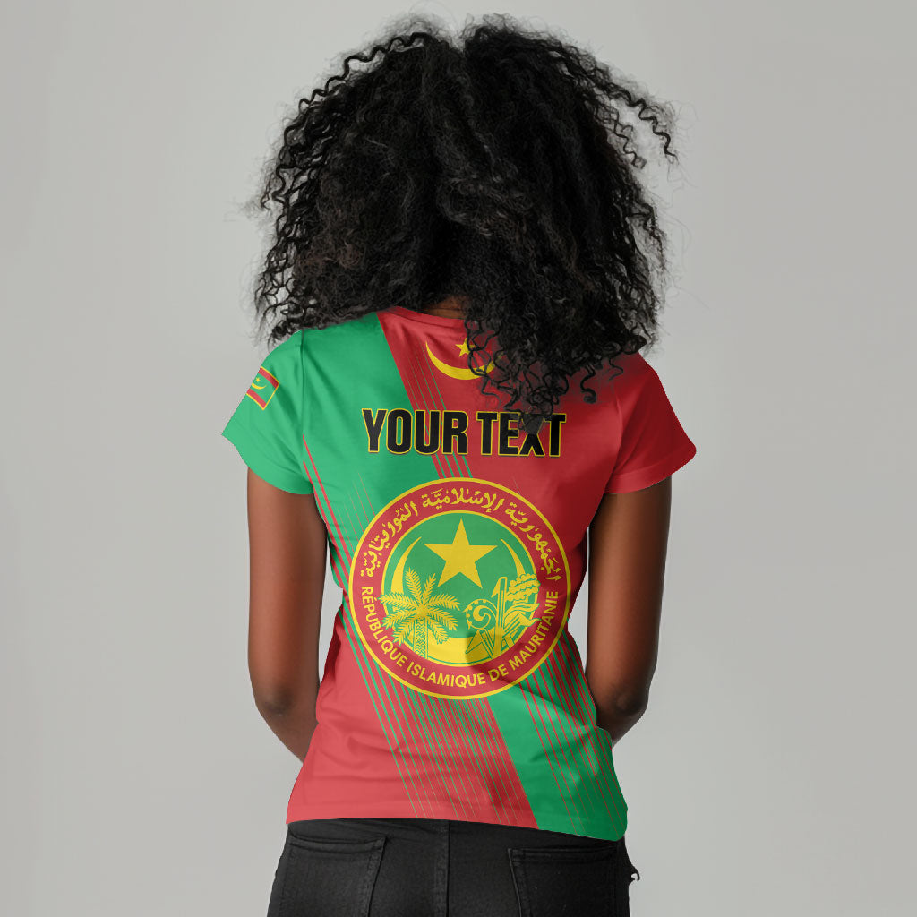 Personalized Islamic Republic of Mauritania Women V-Neck T-Shirt Happy Independence Day
