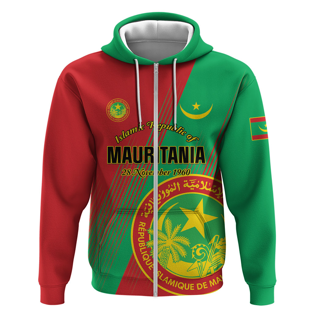 Personalized Islamic Republic of Mauritania Zip Hoodie Happy Independence Day
