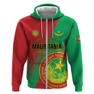 Personalized Islamic Republic of Mauritania Zip Hoodie Happy Independence Day