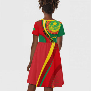Personalized Mauritania Independence Day Kid Short Sleeve Dress with Mauritanian Seal - Special Version