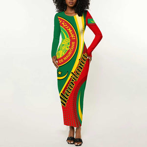 Personalized Mauritania Independence Day Long Sleeve Bodycon Dress with Mauritanian Seal - Special Version