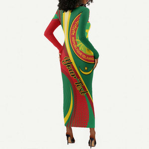 Personalized Mauritania Independence Day Long Sleeve Bodycon Dress with Mauritanian Seal - Special Version