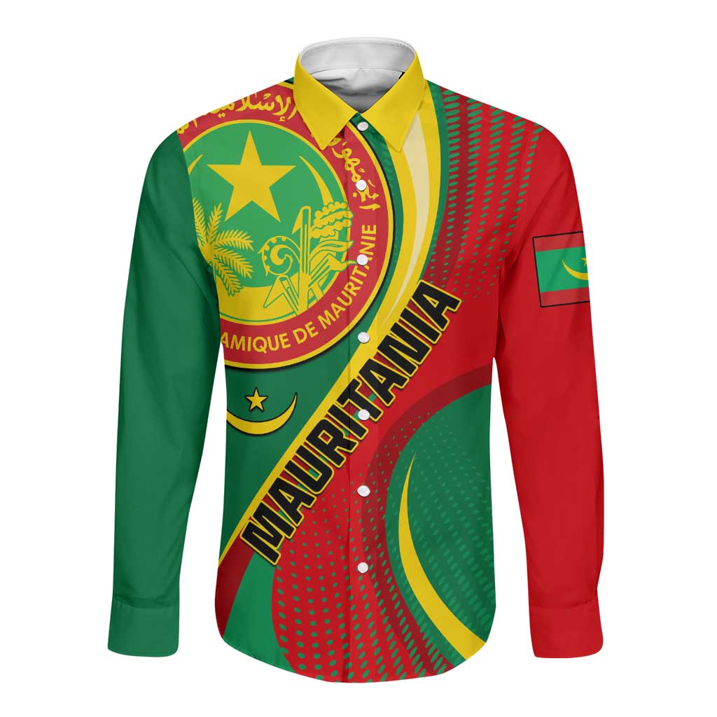 Personalized Mauritania Independence Day Long Sleeve Button Shirt with Mauritanian Seal - Special Version