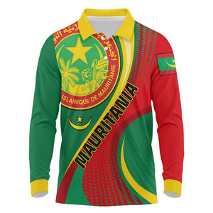 Personalized Mauritania Independence Day Long Sleeve Polo Shirt with Mauritanian Seal - Special Version