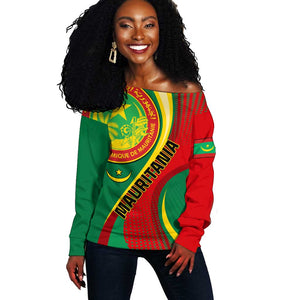 Personalized Mauritania Independence Day Off Shoulder Sweater with Mauritanian Seal - Special Version