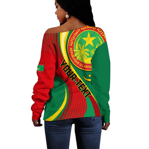 Personalized Mauritania Independence Day Off Shoulder Sweater with Mauritanian Seal - Special Version