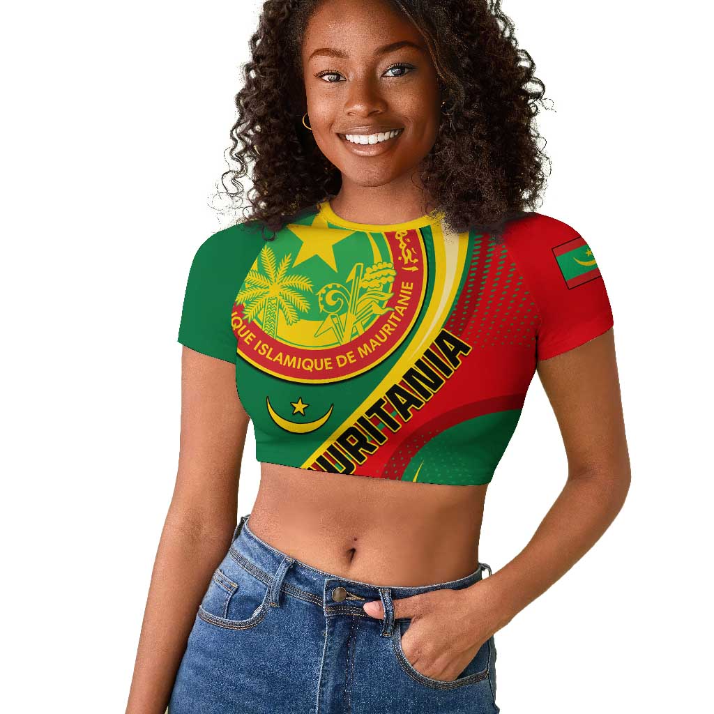 Personalized Mauritania Independence Day Raglan Cropped T shirt with Mauritanian Seal - Special Version