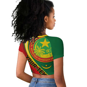 Personalized Mauritania Independence Day Raglan Cropped T shirt with Mauritanian Seal - Special Version