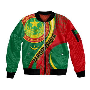 Personalized Mauritania Independence Day Sleeve Zip Bomber Jacket with Mauritanian Seal - Special Version