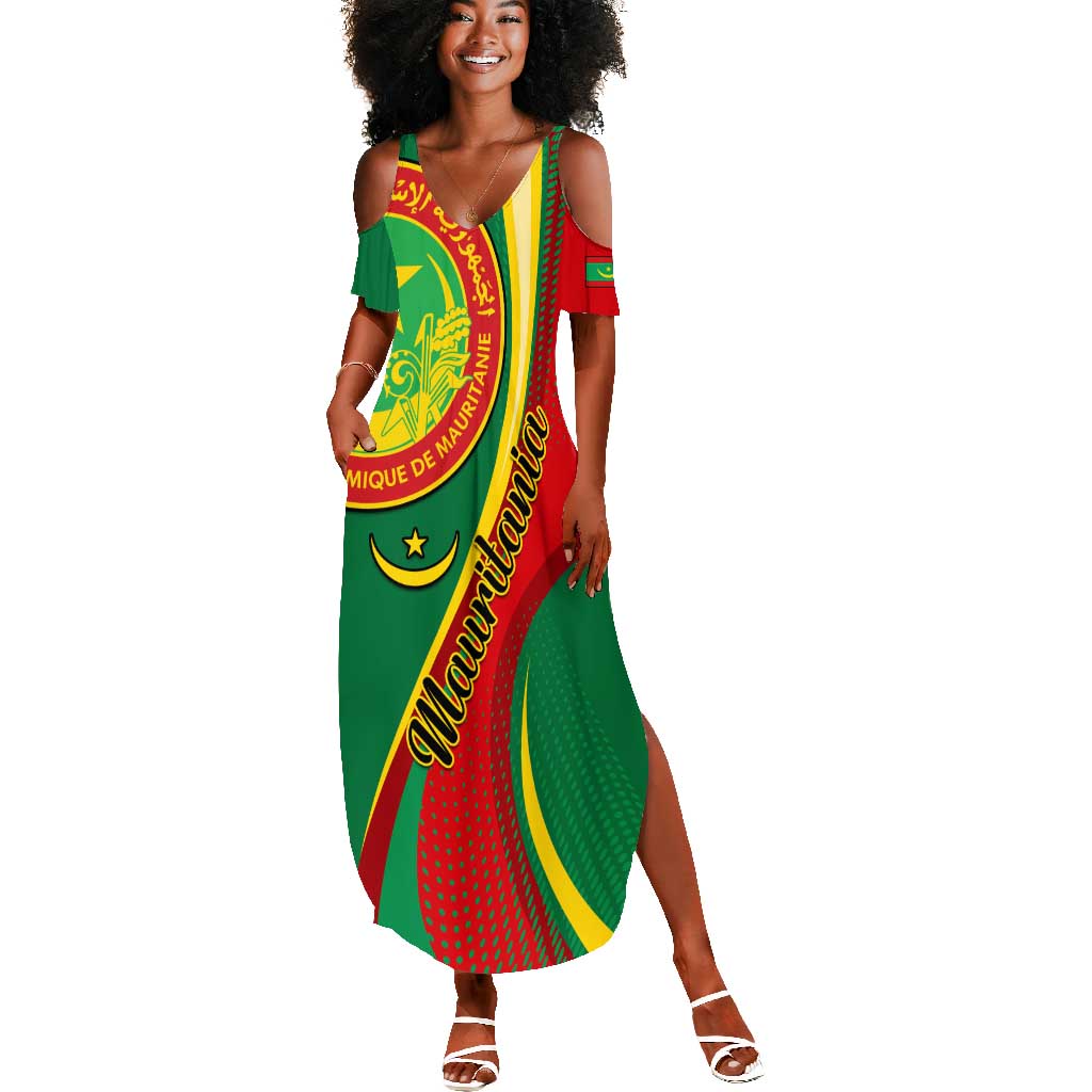 Personalized Mauritania Independence Day Summer Maxi Dress with Mauritanian Seal - Special Version