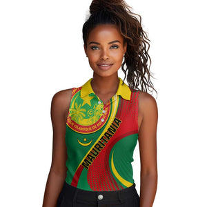 Personalized Mauritania Independence Day Women Sleeveless Polo Shirt with Mauritanian Seal - Special Version