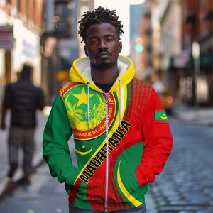 Personalized Mauritania Independence Day Zip Hoodie with Mauritanian Seal - Special Version