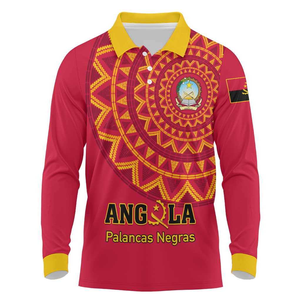 Support Palancas Negras - Red Angola Football Long Sleeve Polo Shirt