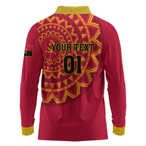 Support Palancas Negras - Red Angola Football Long Sleeve Polo Shirt