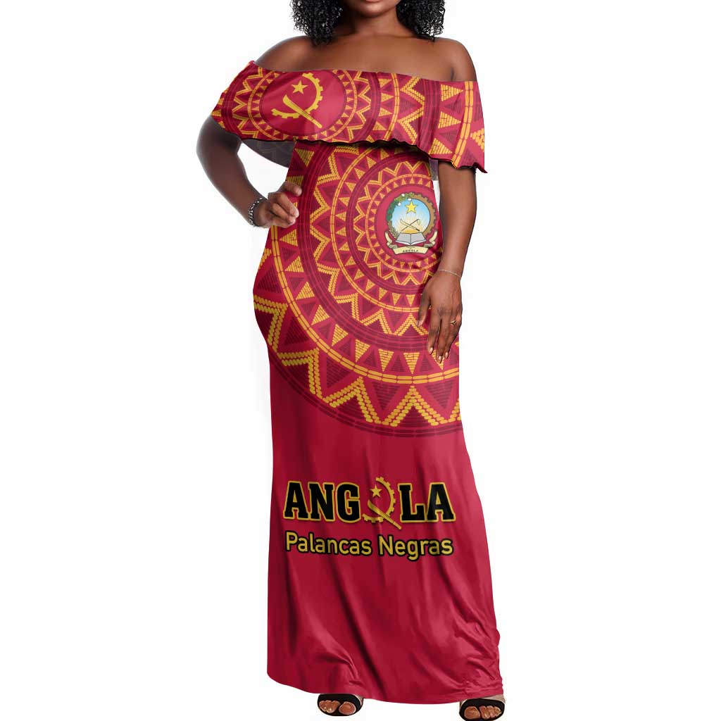 Support Palancas Negras - Red Angola Football Off Shoulder Maxi Dress