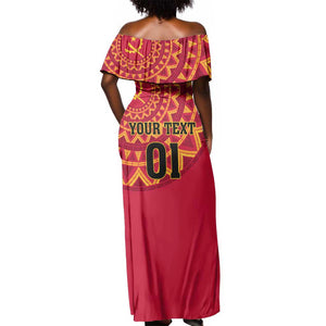 Support Palancas Negras - Red Angola Football Off Shoulder Maxi Dress