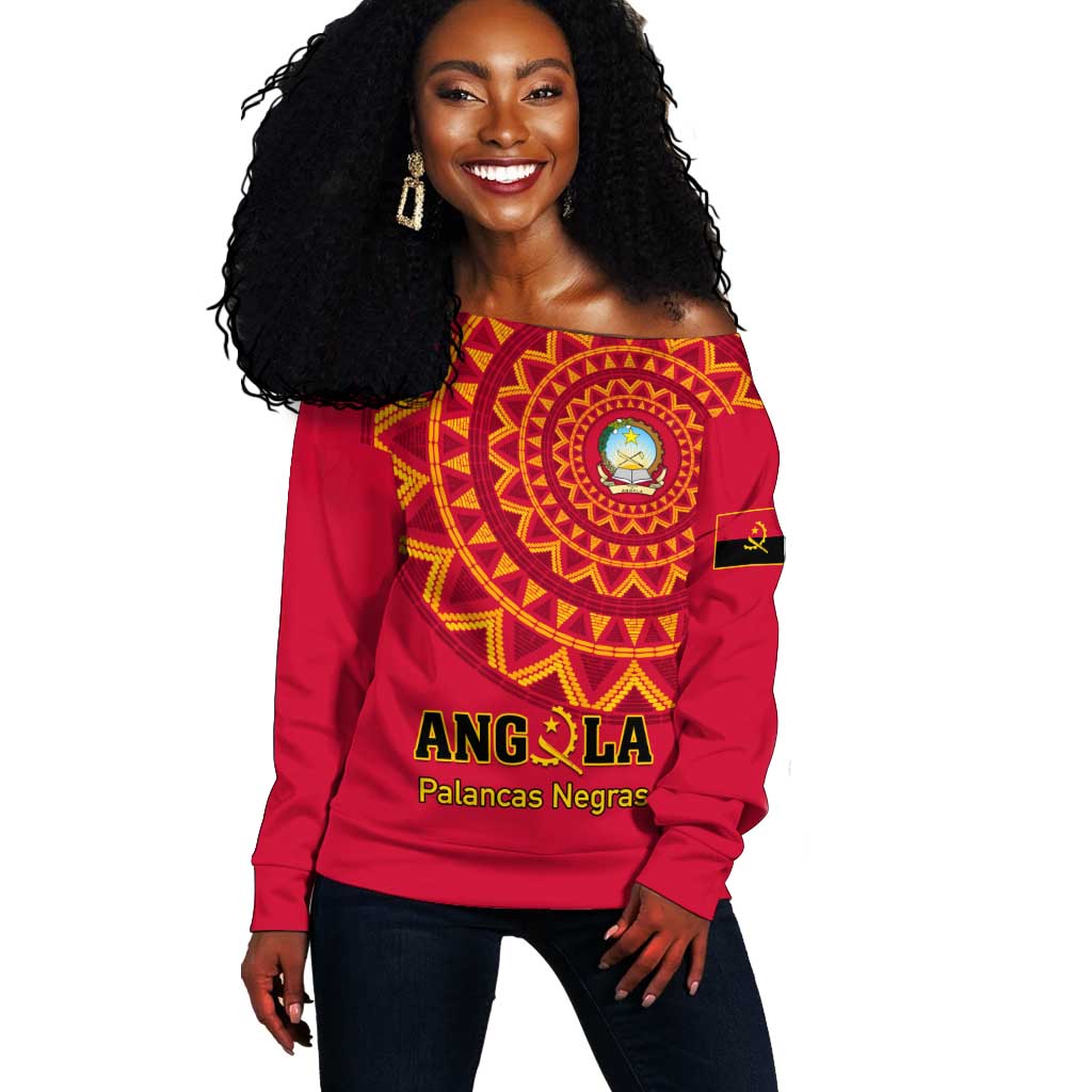 Support Palancas Negras - Red Angola Football Off Shoulder Sweater