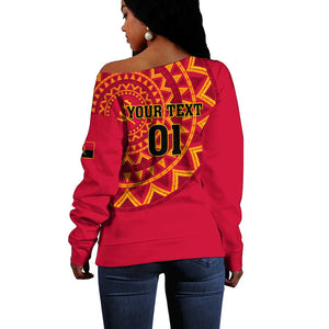 Support Palancas Negras - Red Angola Football Off Shoulder Sweater