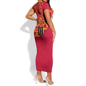 Support Palancas Negras - Red Angola Football Short Sleeve Bodycon Dress LT01