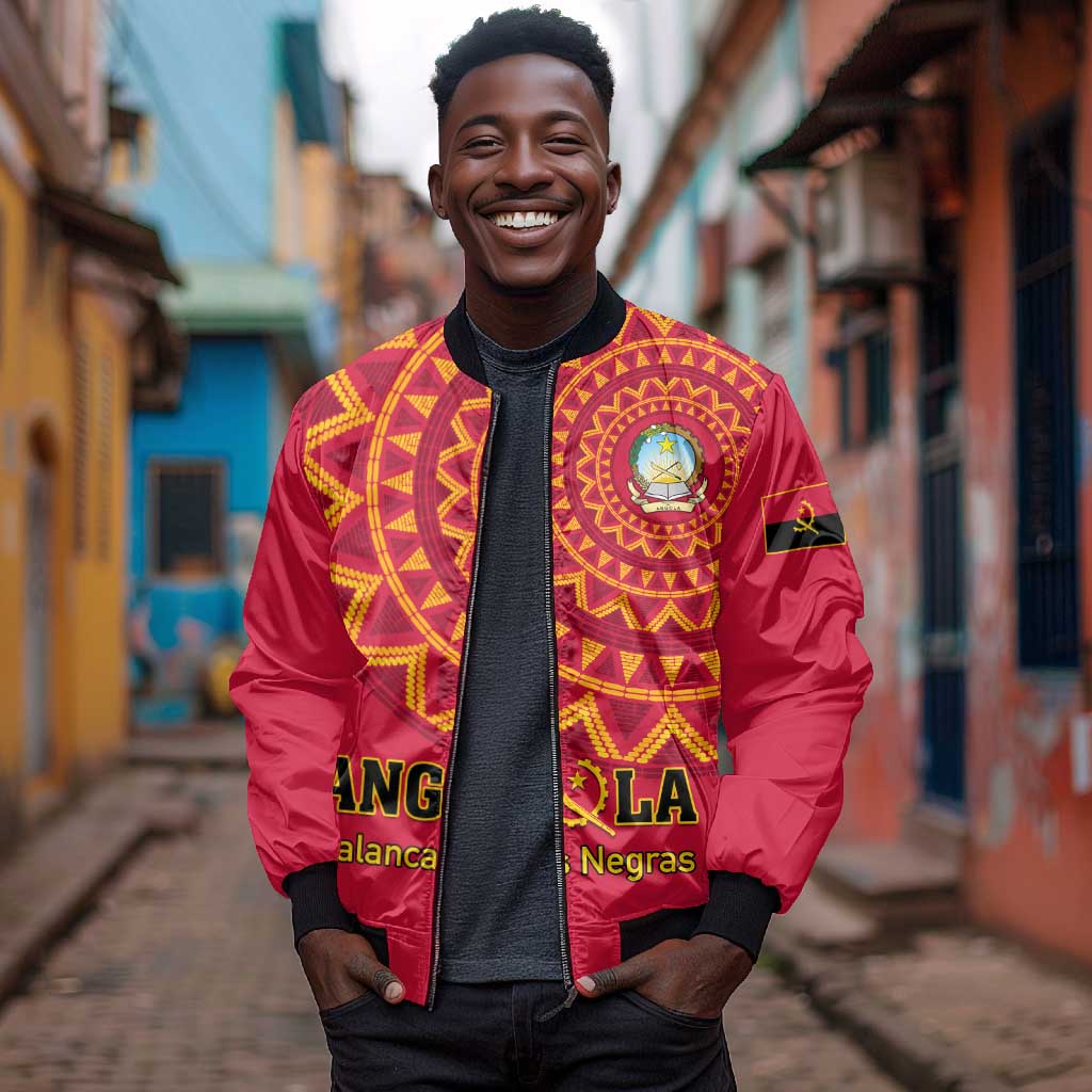 Support Palancas Negras - Red Angola Football Sleeve Zip Bomber Jacket