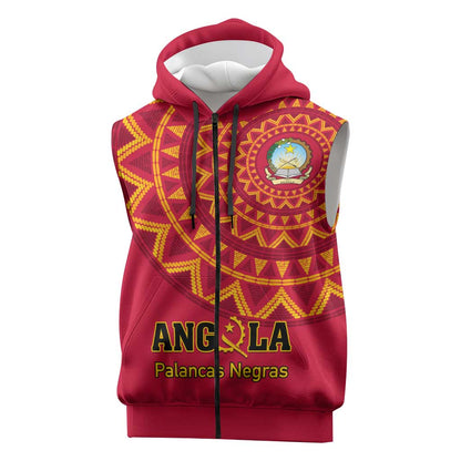 Support Palancas Negras - Red Angola Football Sleeveless Zip Hoodie - African Pride
