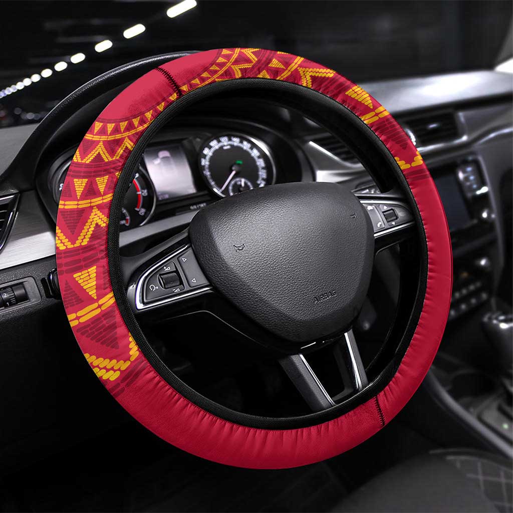 Support Palancas Negras - Red Angola Football Steering Wheel Cover