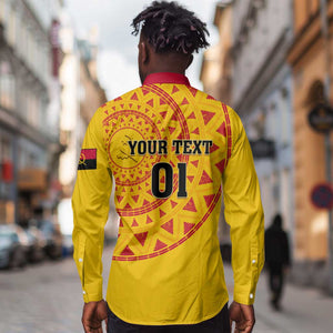 Support Palancas Negras - Yellow Angola Football Long Sleeve Button Shirt