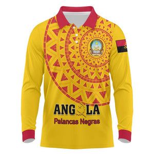 Support Palancas Negras - Yellow Angola Football Long Sleeve Polo Shirt