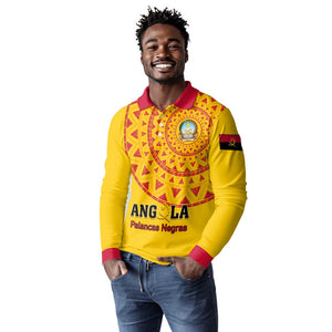 Support Palancas Negras - Yellow Angola Football Long Sleeve Polo Shirt