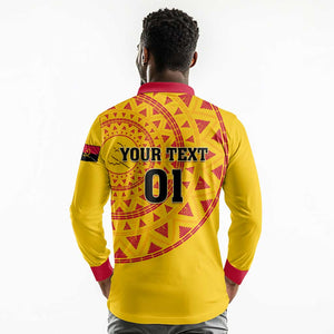 Support Palancas Negras - Yellow Angola Football Long Sleeve Polo Shirt