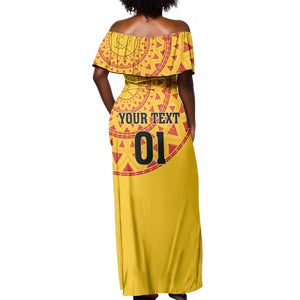 Support Palancas Negras - Yellow Angola Football Off Shoulder Maxi Dress