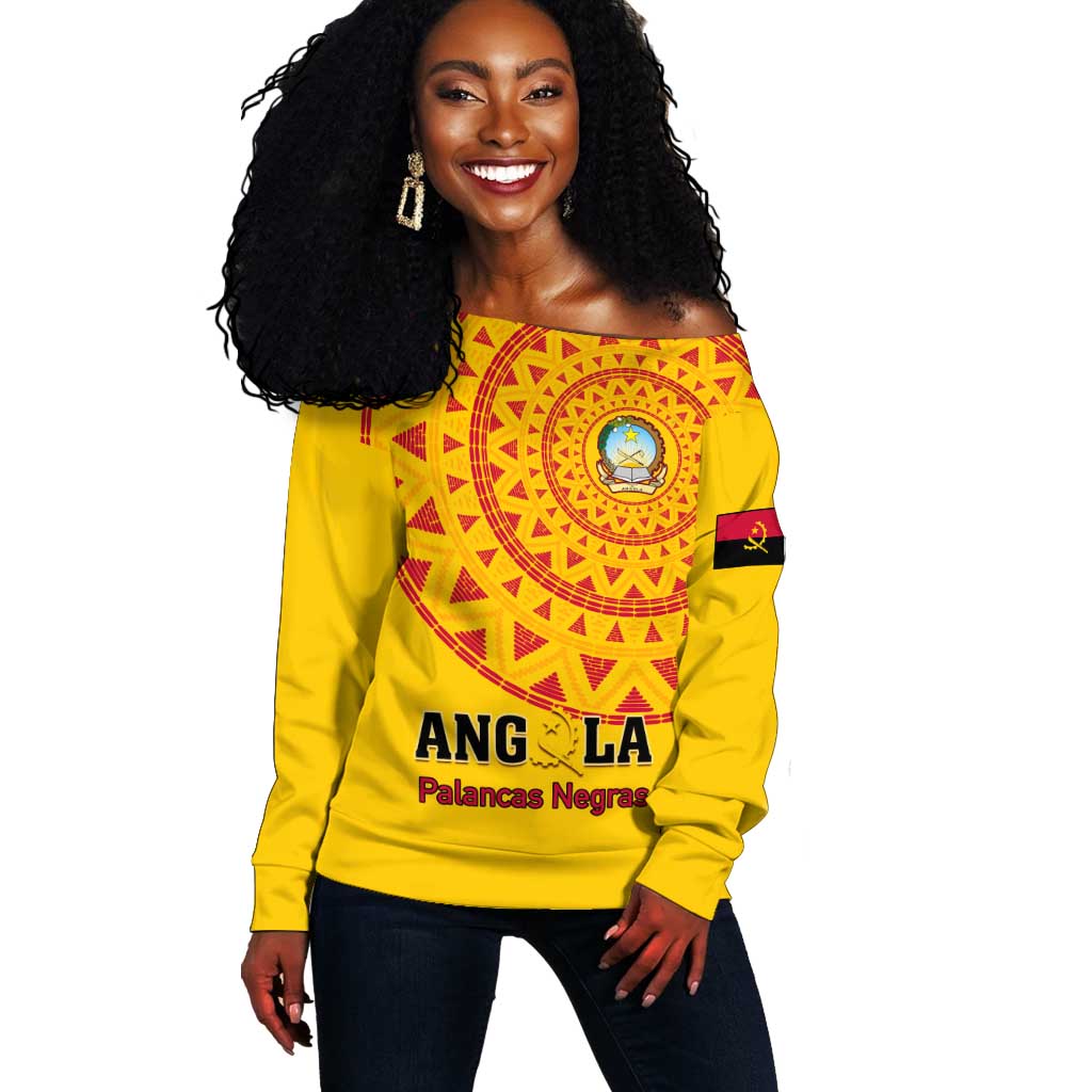 Support Palancas Negras - Yellow Angola Football Off Shoulder Sweater