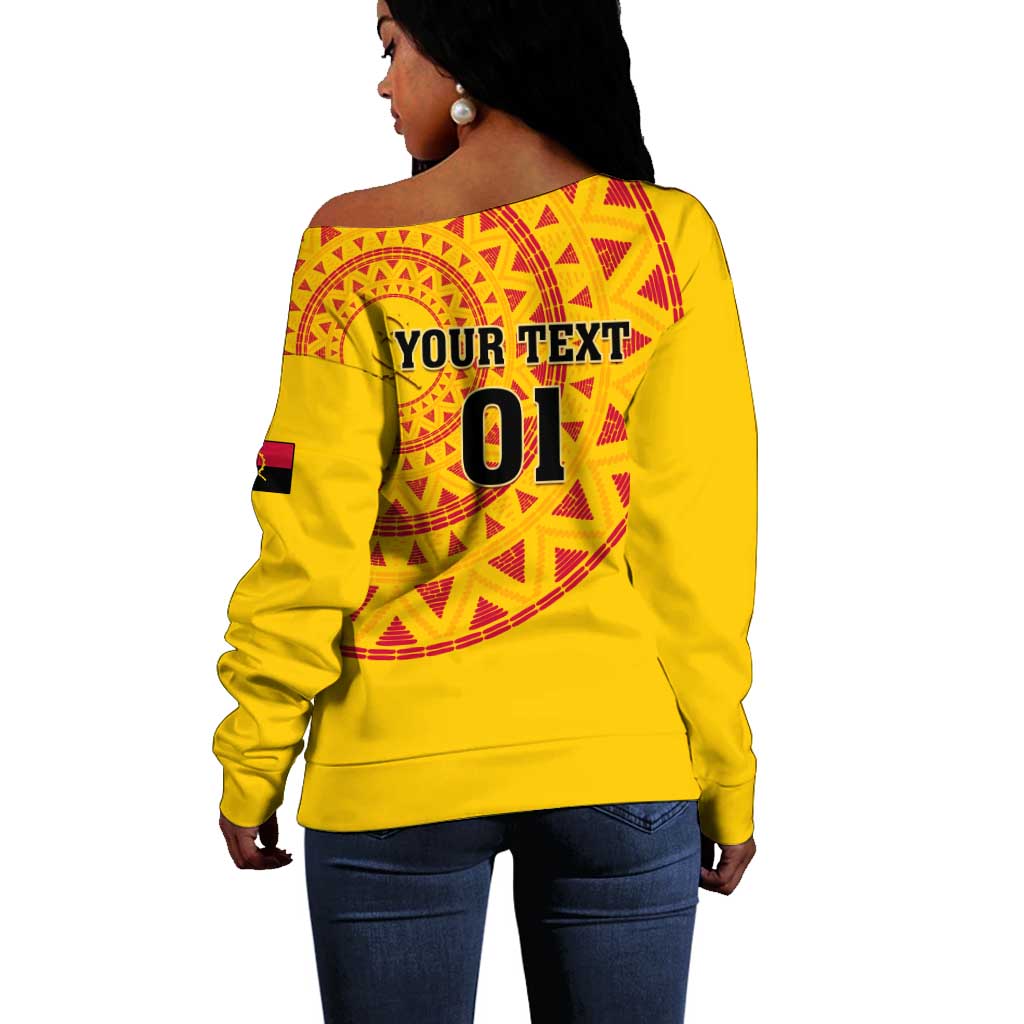 Support Palancas Negras - Yellow Angola Football Off Shoulder Sweater
