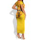 Support Palancas Negras - Yellow Angola Football Short Sleeve Bodycon Dress LT01