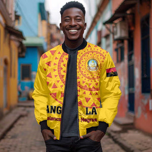 Support Palancas Negras - Yellow Angola Football Sleeve Zip Bomber Jacket