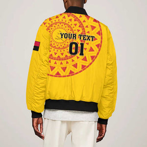 Support Palancas Negras - Yellow Angola Football Sleeve Zip Bomber Jacket