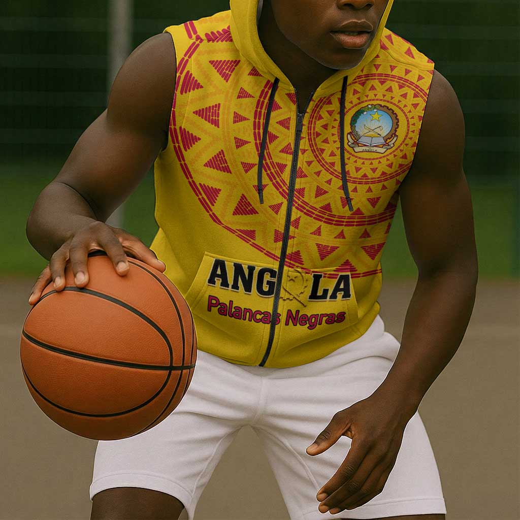 Support Palancas Negras - Yellow Angola Football Sleeveless Zip Hoodie - African Pride