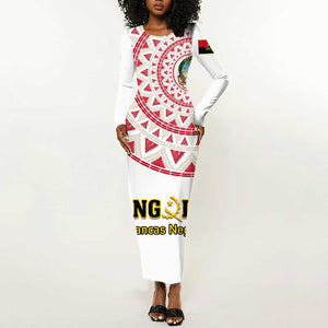 Support Palancas Negras - White Angola Football Long Sleeve Bodycon Dress