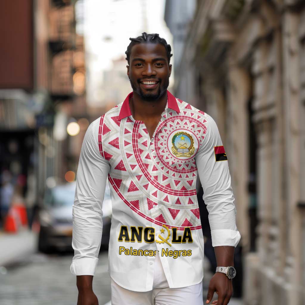 Support Palancas Negras - White Angola Football Long Sleeve Button Shirt