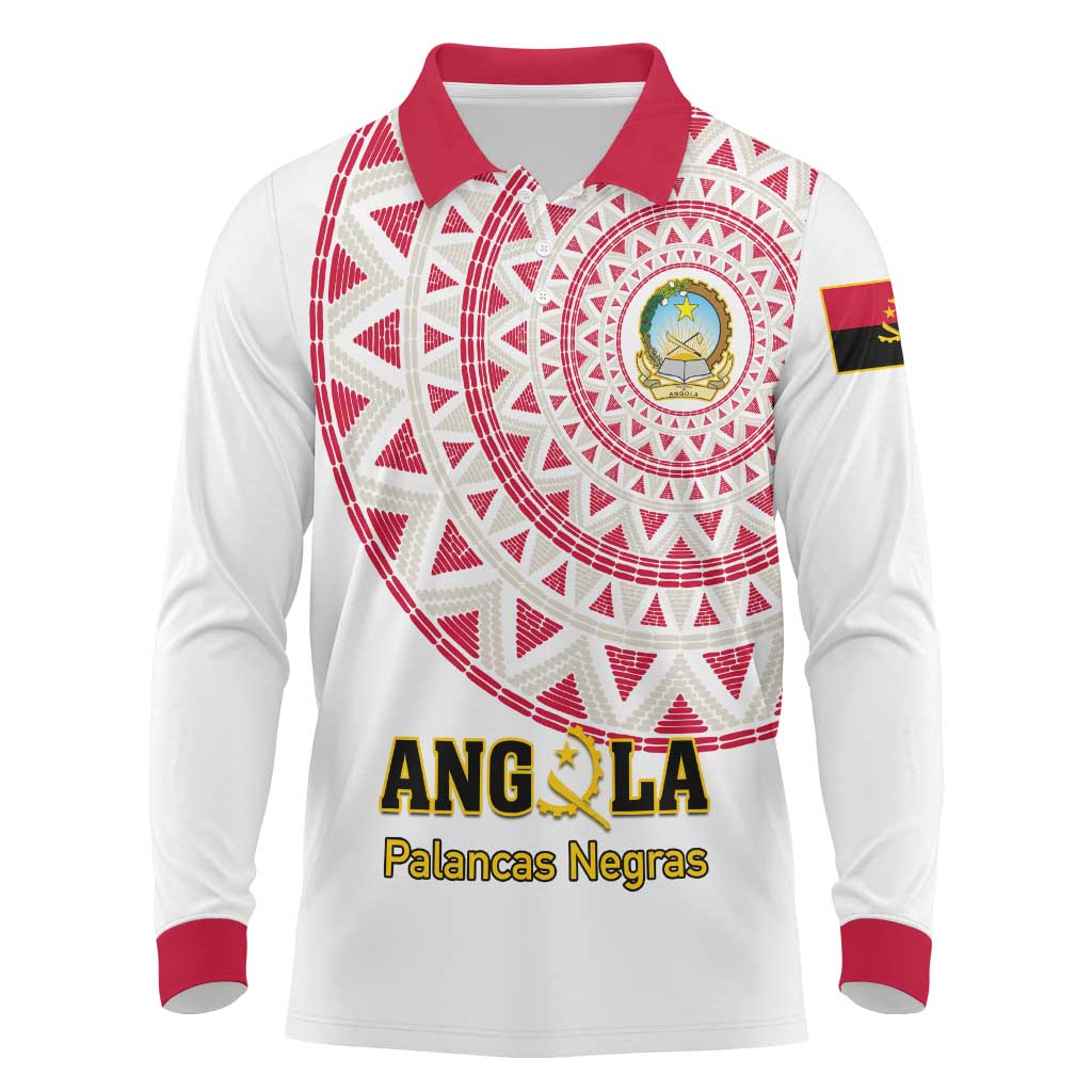 Support Palancas Negras - White Angola Football Long Sleeve Polo Shirt