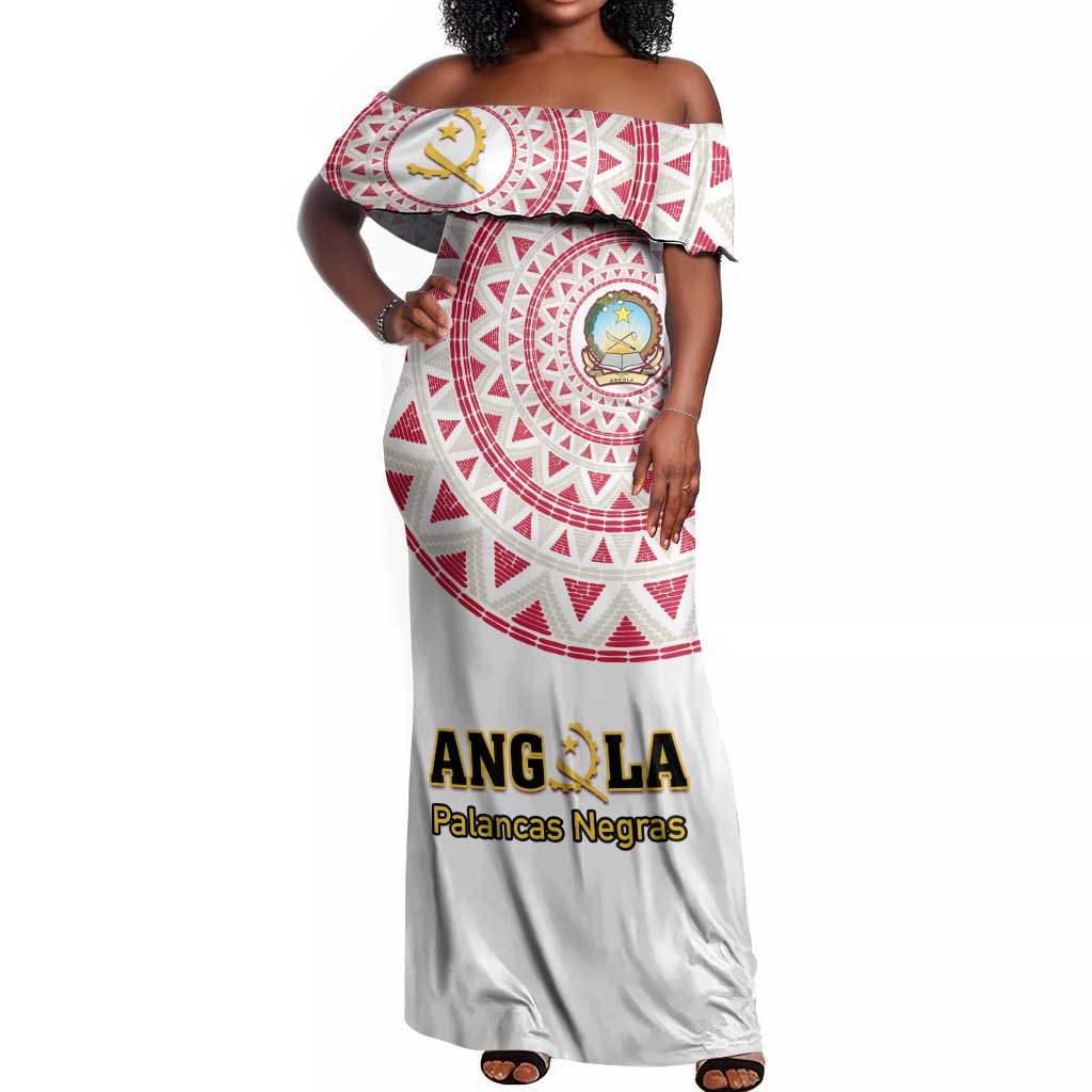 Support Palancas Negras - White Angola Football Off Shoulder Maxi Dress