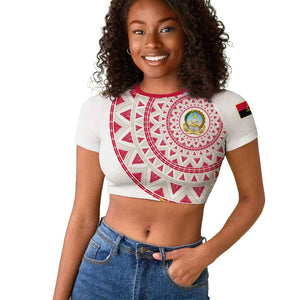 Support Palancas Negras - White Angola Football Raglan Cropped T shirt